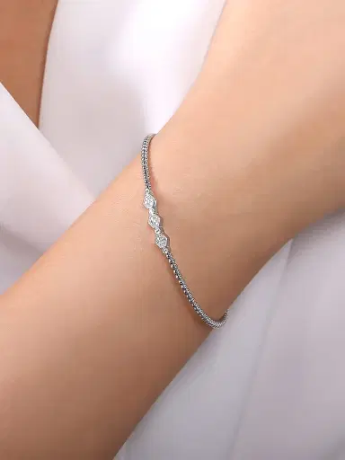Gabriel & Co Women's Bujukan 14K White Gold And 0.12 TCW Diamond Bangle | Thumbnail 2 Gabriel & Co Women's Bujukan 14K White Gold And 0.12 TCW Diamond Bangle | Thumbnail 2