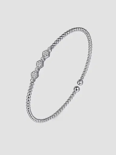 Gabriel & Co Women's Bujukan 14K White Gold And 0.12 TCW Diamond Bangle | Thumbnail 3 Gabriel & Co Women's Bujukan 14K White Gold And 0.12 TCW Diamond Bangle | Thumbnail 3