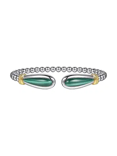Gabriel & Co Women's Bujukan Sterling Silver, 14K Yellow & Malachite Bangle | Thumbnail 1 Gabriel & Co Women's Bujukan Sterling Silver, 14K Yellow & Malachite Bangle | Thumbnail 1