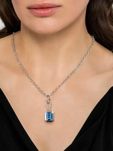 Gabriel & Co Women's Bujukan 14K Yellow Gold, Sterling Silver & Blue Topaz Pendant Necklace | Thumbnail 2 Gabriel & Co Women's Bujukan 14K Yellow Gold, Sterling Silver & Blue Topaz Pendant Necklace | Thumbnail 2
