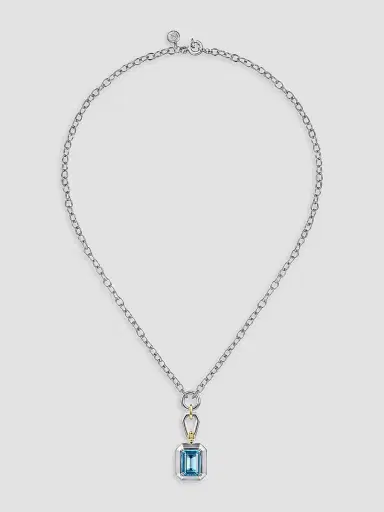 Gabriel & Co Women's Bujukan 14K Yellow Gold, Sterling Silver & Blue Topaz Pendant Necklace | Thumbnail 5 Gabriel & Co Women's Bujukan 14K Yellow Gold, Sterling Silver & Blue Topaz Pendant Necklace | Thumbnail 5