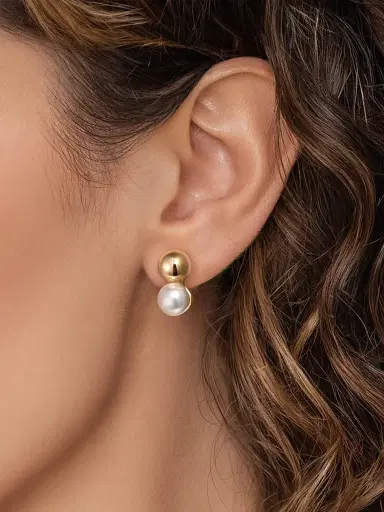 Gabriel & Co Women's Bujukan 14K Yellow Gold & Pearl Stud Earrings | Thumbnail 2 Gabriel & Co Women's Bujukan 14K Yellow Gold & Pearl Stud Earrings | Thumbnail 2
