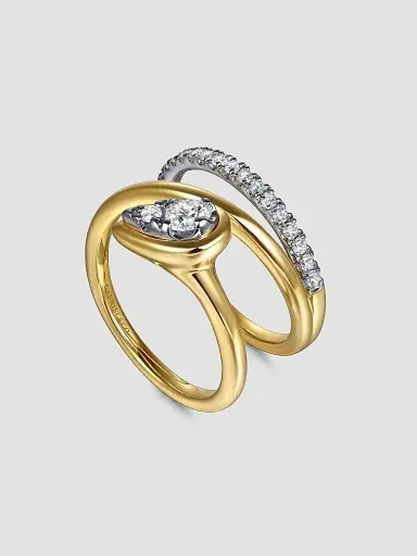 Gabriel & Co Women's Contemporary 14K White & Yellow Gold & 0.50 TCW Diamond Wrap Ring | Thumbnail 3 Gabriel & Co Women's Contemporary 14K White & Yellow Gold & 0.50 TCW Diamond Wrap Ring | Thumbnail 3