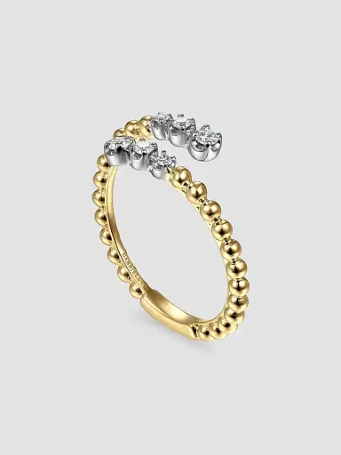 Gabriel & Co Women's Bujukan 14K White & Yellow Gold & 0.14 TCW Diamond Open Bypass Ring | Thumbnail 3 Gabriel & Co Women's Bujukan 14K White & Yellow Gold & 0.14 TCW Diamond Open Bypass Ring | Thumbnail 3