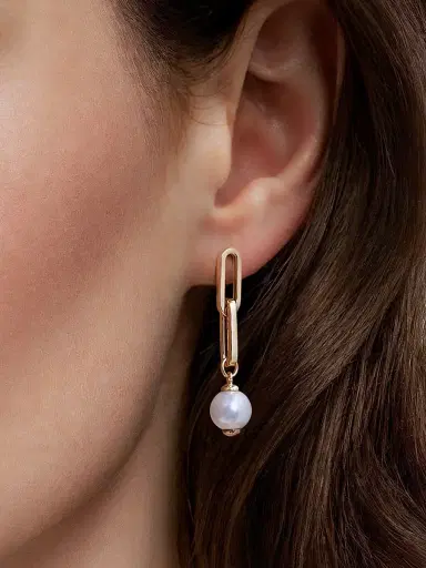 Gabriel & Co Women's Contemporary 14K Yellow Gold & Cultured Freshwater Pearl Drop Earrings | Thumbnail 3 Gabriel & Co Women's Contemporary 14K Yellow Gold & Cultured Freshwater Pearl Drop Earrings | Thumbnail 3