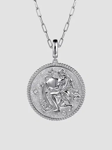 Gabriel & Co Women's Bujukan Sterling Silver & White Sapphire Taurus Medallion Pendant | Thumbnail 5 Gabriel & Co Women's Bujukan Sterling Silver & White Sapphire Taurus Medallion Pendant | Thumbnail 5
