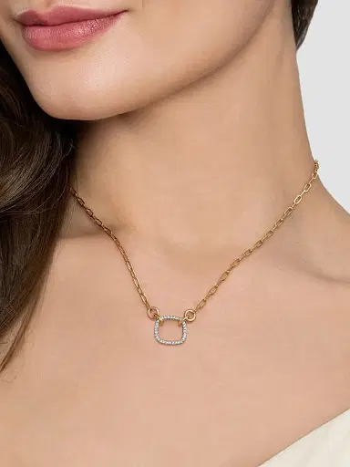 Gabriel & Co Women's Contemporary 14K White & Yellow Gold & 0.23 TCW Diamond Paperclip Chain Necklace | Thumbnail 2 Gabriel & Co Women's Contemporary 14K White & Yellow Gold & 0.23 TCW Diamond Paperclip Chain Necklace | Thumbnail 2
