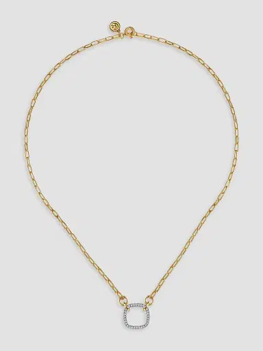 Gabriel & Co Women's Contemporary 14K White & Yellow Gold & 0.23 TCW Diamond Paperclip Chain Necklace | Thumbnail 3 Gabriel & Co Women's Contemporary 14K White & Yellow Gold & 0.23 TCW Diamond Paperclip Chain Necklace | Thumbnail 3