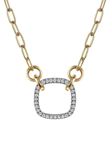 Gabriel & Co Women's Contemporary 14K White & Yellow Gold & 0.23 TCW Diamond Paperclip Chain Necklace | Thumbnail 1 Gabriel & Co Women's Contemporary 14K White & Yellow Gold & 0.23 TCW Diamond Paperclip Chain Necklace | Thumbnail 1