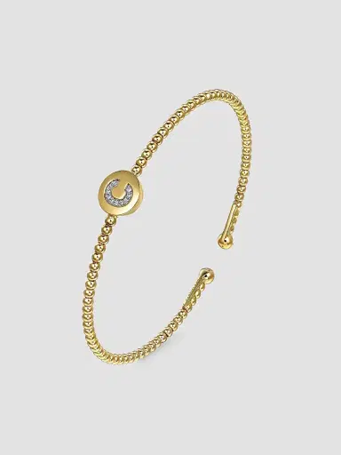 Gabriel & Co Women's Bujukan C Initial 14K Yellow Gold & 0.03 TCW Diamond Cuff | Thumbnail 3 Gabriel & Co Women's Bujukan C Initial 14K Yellow Gold & 0.03 TCW Diamond Cuff | Thumbnail 3