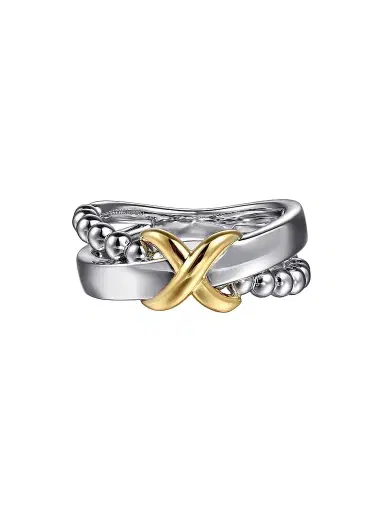 Gabriel & Co Women's Bujukan 14K White & Yellow Gold Wide Crisscross Ring | Thumbnail 1 Gabriel & Co Women's Bujukan 14K White & Yellow Gold Wide Crisscross Ring | Thumbnail 1