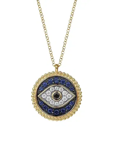 Gabriel & Co Women's Bujukan Evil Eye 14K Yellow Gold, Blue Sapphire, Black Spinel & 0.17 TCW Diamond Pendant Necklace | Thumbnail 1 Gabriel & Co Women's Bujukan Evil Eye 14K Yellow Gold, Blue Sapphire, Black Spinel & 0.17 TCW Diamond Pendant Necklace | Thumbnail 1
