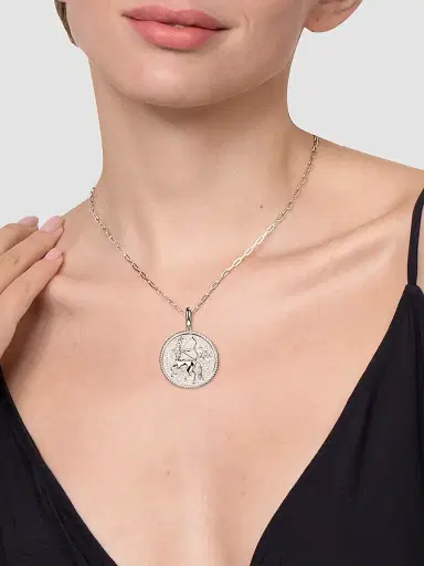 Gabriel & Co Women's Bujukan Sagittarius Medallion Sterling Silver & White Sapphire Pendant | Thumbnail 2 Gabriel & Co Women's Bujukan Sagittarius Medallion Sterling Silver & White Sapphire Pendant | Thumbnail 2