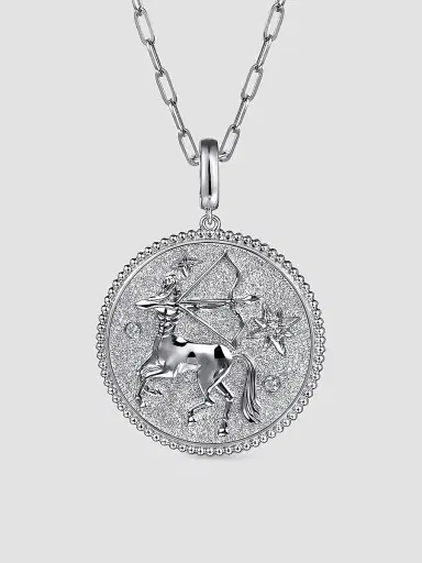 Gabriel & Co Women's Bujukan Sagittarius Medallion Sterling Silver & White Sapphire Pendant | Thumbnail 5 Gabriel & Co Women's Bujukan Sagittarius Medallion Sterling Silver & White Sapphire Pendant | Thumbnail 5