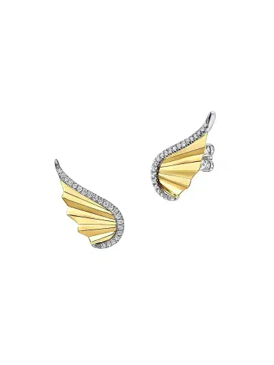 Gabriel & Co Women's Contemporary Two-Tone 14K Gold & 0.21 TCW Diamond Angel Wing Stud Earrings | Thumbnail 1 Gabriel & Co Women's Contemporary Two-Tone 14K Gold & 0.21 TCW Diamond Angel Wing Stud Earrings | Thumbnail 1