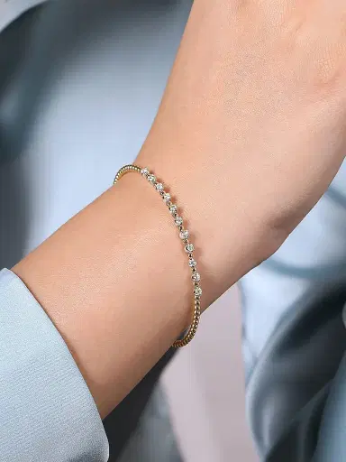 Gabriel & Co Women's 14K White And Yellow Gold Bujukan Diamond Split Bangle | Thumbnail 2 Gabriel & Co Women's 14K White And Yellow Gold Bujukan Diamond Split Bangle | Thumbnail 2