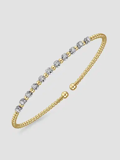 Gabriel & Co Women's 14K White And Yellow Gold Bujukan Diamond Split Bangle | Thumbnail 3 Gabriel & Co Women's 14K White And Yellow Gold Bujukan Diamond Split Bangle | Thumbnail 3