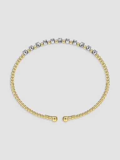 Gabriel & Co Women's 14K White And Yellow Gold Bujukan Diamond Split Bangle | Thumbnail 4 Gabriel & Co Women's 14K White And Yellow Gold Bujukan Diamond Split Bangle | Thumbnail 4