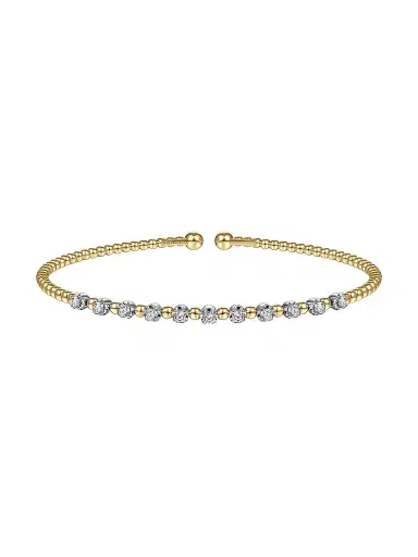 Gabriel & Co Women's 14K White And Yellow Gold Bujukan Diamond Split Bangle | Thumbnail 1 Gabriel & Co Women's 14K White And Yellow Gold Bujukan Diamond Split Bangle | Thumbnail 1