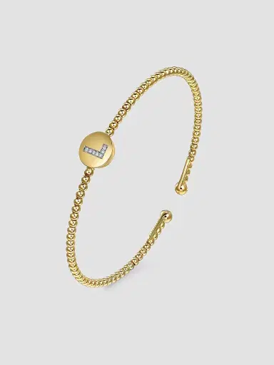 Gabriel & Co Women's Bujukan 14K Yellow Gold & 0.03 TCW Diamond Initial L Diamond Bangle | Thumbnail 2 Gabriel & Co Women's Bujukan 14K Yellow Gold & 0.03 TCW Diamond Initial L Diamond Bangle | Thumbnail 2