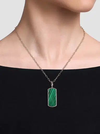 Gabriel & Co Women's Bujukan Sterling Silver & Malachite Dog Tag Pendant | Thumbnail 2 Gabriel & Co Women's Bujukan Sterling Silver & Malachite Dog Tag Pendant | Thumbnail 2