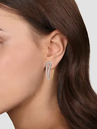Gabriel & Co Women's Bujukan 14K White & Yellow Gold & 1.25 TCW Diamond Hoops | Thumbnail 2 Gabriel & Co Women's Bujukan 14K White & Yellow Gold & 1.25 TCW Diamond Hoops | Thumbnail 2