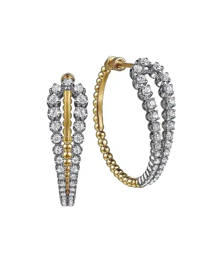 Gabriel & Co Women's Bujukan 14K White & Yellow Gold & 1.25 TCW Diamond Hoops | Thumbnail 1 Gabriel & Co Women's Bujukan 14K White & Yellow Gold & 1.25 TCW Diamond Hoops | Thumbnail 1