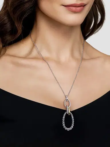 Gabriel & Co Women's Bujukan Sterling Silver, 14K Yellow Gold & White Sapphire Pendant Necklace | Thumbnail 2 Gabriel & Co Women's Bujukan Sterling Silver, 14K Yellow Gold & White Sapphire Pendant Necklace | Thumbnail 2