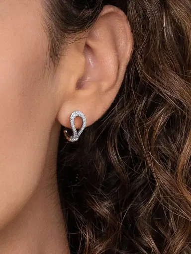 Gabriel & Co Women's Bujukan 14K White & Yellow Gold & 0.58 TCW Diamond Horseshoe J-Hoops | Thumbnail 2 Gabriel & Co Women's Bujukan 14K White & Yellow Gold & 0.58 TCW Diamond Horseshoe J-Hoops | Thumbnail 2