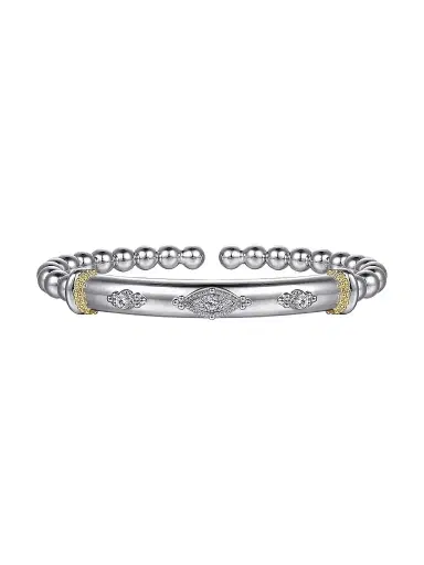 Gabriel & Co Women's Bujukan 14K Yellow Gold, White Sapphire & Sterling Silver Bangle Bracelet | Thumbnail 1 Gabriel & Co Women's Bujukan 14K Yellow Gold, White Sapphire & Sterling Silver Bangle Bracelet | Thumbnail 1