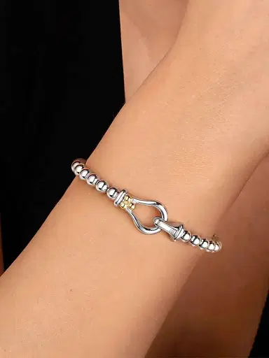 Gabriel & Co Women's Bujukan Sterling Silver & 14K Yellow Gold Horseshoe Bangle | Thumbnail 2 Gabriel & Co Women's Bujukan Sterling Silver & 14K Yellow Gold Horseshoe Bangle | Thumbnail 2