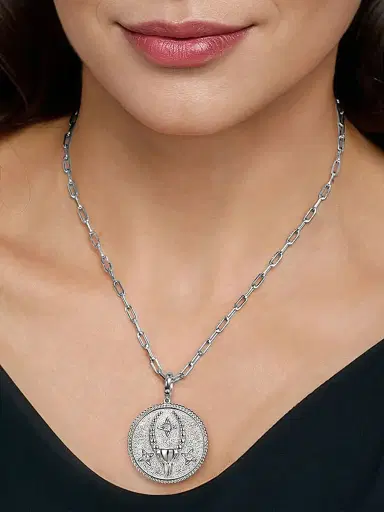 Gabriel & Co Women's Bujukan Sterling Silver & White Sapphire Capricorn Medallion | Thumbnail 2 Gabriel & Co Women's Bujukan Sterling Silver & White Sapphire Capricorn Medallion | Thumbnail 2
