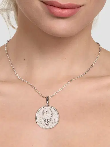 Gabriel & Co Women's Bujukan Sterling Silver & White Sapphire Capricorn Medallion | Thumbnail 3 Gabriel & Co Women's Bujukan Sterling Silver & White Sapphire Capricorn Medallion | Thumbnail 3