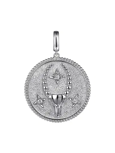 Gabriel & Co Women's Bujukan Sterling Silver & White Sapphire Capricorn Medallion | Thumbnail 1 Gabriel & Co Women's Bujukan Sterling Silver & White Sapphire Capricorn Medallion | Thumbnail 1