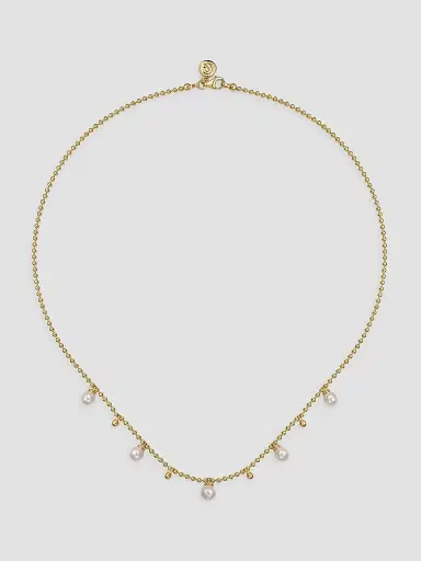 Gabriel & Co Women's Bujukan 14K Yellow Gold & Pearl Beaded Droplet Necklace | Thumbnail 4 Gabriel & Co Women's Bujukan 14K Yellow Gold & Pearl Beaded Droplet Necklace | Thumbnail 4
