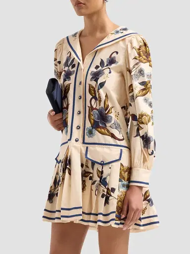 Farm Rio Women's Golden Nature Long-Sleeve Mini Dress | Thumbnail 4 Farm Rio Women's Golden Nature Long-Sleeve Mini Dress | Thumbnail 4
