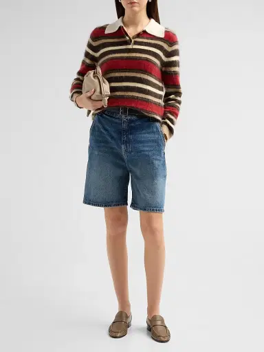 Guest In Residence Women's Grizzly Cashmere Crop Rugby Sweater | Thumbnail 2 Guest In Residence Women's Grizzly Cashmere Crop Rugby Sweater | Thumbnail 2