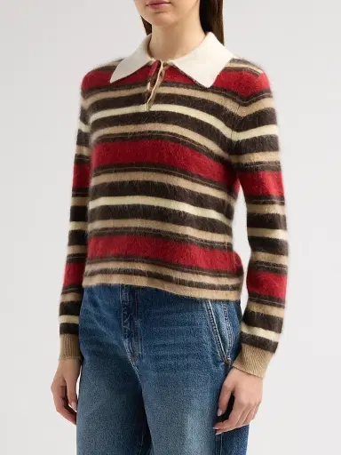 Guest In Residence Women's Grizzly Cashmere Crop Rugby Sweater | Thumbnail 4 Guest In Residence Women's Grizzly Cashmere Crop Rugby Sweater | Thumbnail 4