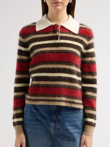 Guest In Residence Women's Grizzly Cashmere Crop Rugby Sweater | Thumbnail 5 Guest In Residence Women's Grizzly Cashmere Crop Rugby Sweater | Thumbnail 5
