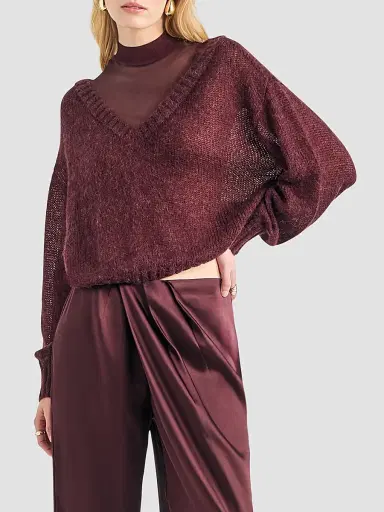 SEROYA Women's Vada Drop Shoulder Layered Sweater | Thumbnail 5 SEROYA Women's Vada Drop Shoulder Layered Sweater | Thumbnail 5