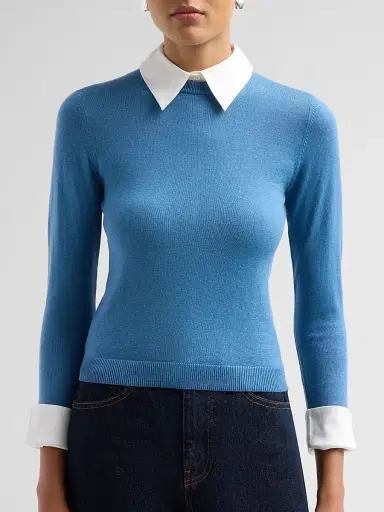 Alice + Olivia Women's Porla Collared Wool Sweater | Thumbnail 5 Alice + Olivia Women's Porla Collared Wool Sweater | Thumbnail 5
