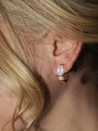 FANTASIA by DESERIO Women's Legacy Harmony 18K-Yellow-Gold Vermeil & 6.20 TCW Cubic Zirconia Hoop Earrings | Thumbnail 3 FANTASIA by DESERIO Women's Legacy Harmony 18K-Yellow-Gold Vermeil & 6.20 TCW Cubic Zirconia Hoop Earrings | Thumbnail 3