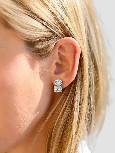 FANTASIA by DESERIO Women's Sterling Silver & 8.00 TCW Cubic Zirconia Double Stud Earrings | Thumbnail 2 FANTASIA by DESERIO Women's Sterling Silver & 8.00 TCW Cubic Zirconia Double Stud Earrings | Thumbnail 2