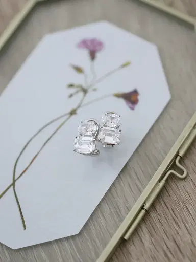 FANTASIA by DESERIO Women's Sterling Silver & 8.00 TCW Cubic Zirconia Double Stud Earrings | Thumbnail 3 FANTASIA by DESERIO Women's Sterling Silver & 8.00 TCW Cubic Zirconia Double Stud Earrings | Thumbnail 3
