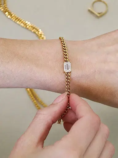 FANTASIA by DESERIO Women's Legacy 18K-Yellow-Gold Vermeil & 1.50 TCW Cubic Zirconia Chain Bracelet | Thumbnail 2 FANTASIA by DESERIO Women's Legacy 18K-Yellow-Gold Vermeil & 1.50 TCW Cubic Zirconia Chain Bracelet | Thumbnail 2