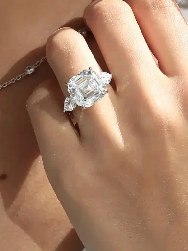 FANTASIA by DESERIO Women's 14K White Gold & 9.50 TCW Cubic Zirconia 3-Stone Ring | Thumbnail 2 FANTASIA by DESERIO Women's 14K White Gold & 9.50 TCW Cubic Zirconia 3-Stone Ring | Thumbnail 2