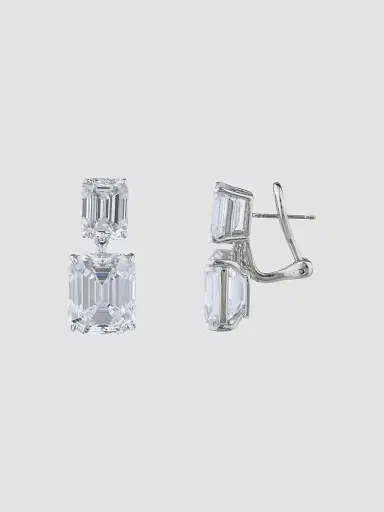 FANTASIA by DESERIO Women's Sterling Silver & 19.00 TCW Cubic Zirconia Double Drop Earrings | Thumbnail 3 FANTASIA by DESERIO Women's Sterling Silver & 19.00 TCW Cubic Zirconia Double Drop Earrings | Thumbnail 3