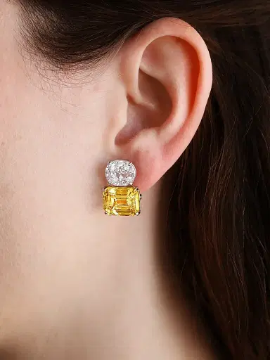 FANTASIA by DESERIO Women's Sterling Silver & 21.00 TCW Cubic Zirconia Double Stud Earrings | Thumbnail 2 FANTASIA by DESERIO Women's Sterling Silver & 21.00 TCW Cubic Zirconia Double Stud Earrings | Thumbnail 2