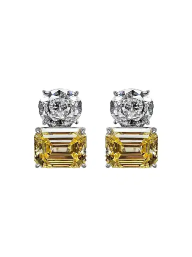 FANTASIA by DESERIO Women's Sterling Silver & 21.00 TCW Cubic Zirconia Double Stud Earrings | Thumbnail 1 FANTASIA by DESERIO Women's Sterling Silver & 21.00 TCW Cubic Zirconia Double Stud Earrings | Thumbnail 1
