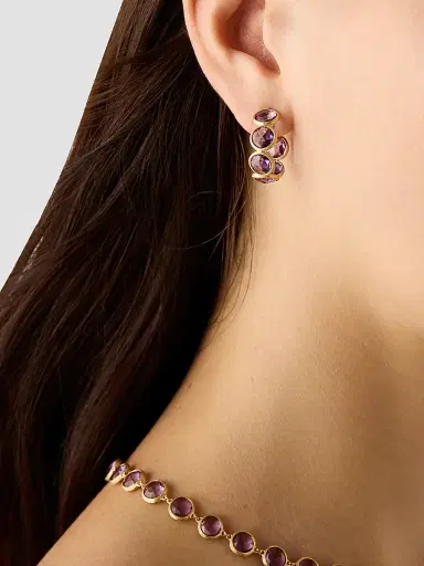 MARCO BICEGO Women's Jaipur Color 18K Yellow Gold & Amethyst Hoop Earrings | Thumbnail 2 MARCO BICEGO Women's Jaipur Color 18K Yellow Gold & Amethyst Hoop Earrings | Thumbnail 2